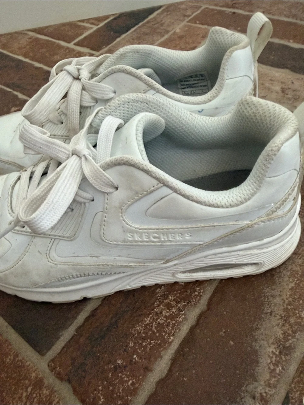 Skechers Kids White Lace-Up Memory Foam Sneakers